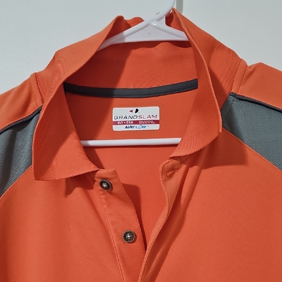 Grand Slam Orange and Gray Polo Shirt - Picture 2 of 7
